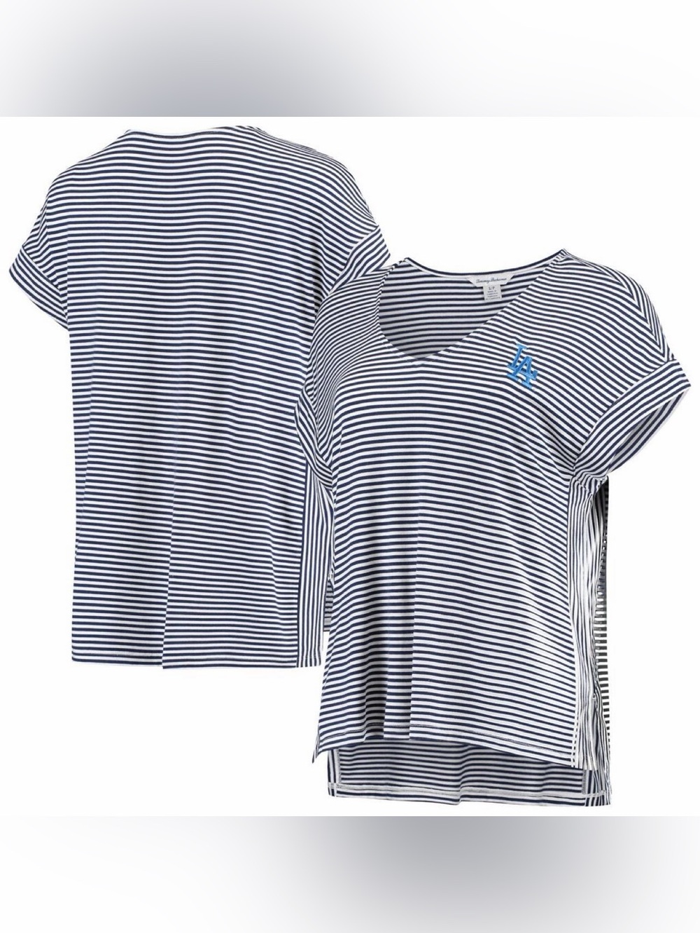 Dodgers V-neck Striped T-shirt XL